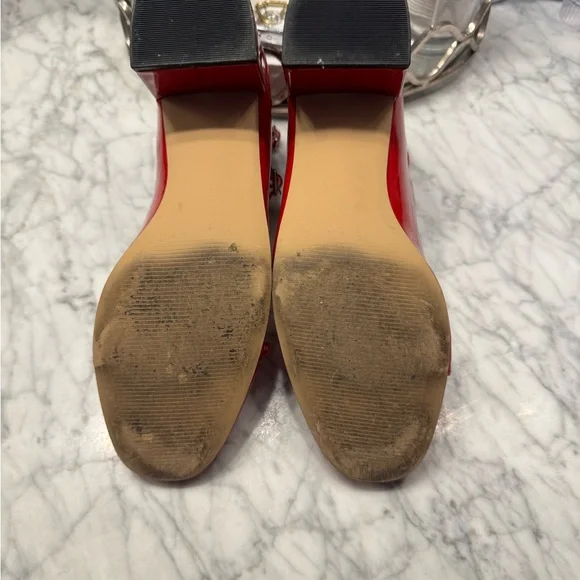Steve Madden Like New Red Patent Leather Mary Jane Block Heels - Picture 3 of 5